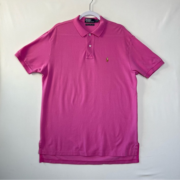 Polo Ralph Lauren Mercerized Pima Mesh Polo Shirt Mens Large Pink Short Sleeve - Picture 1 of 7